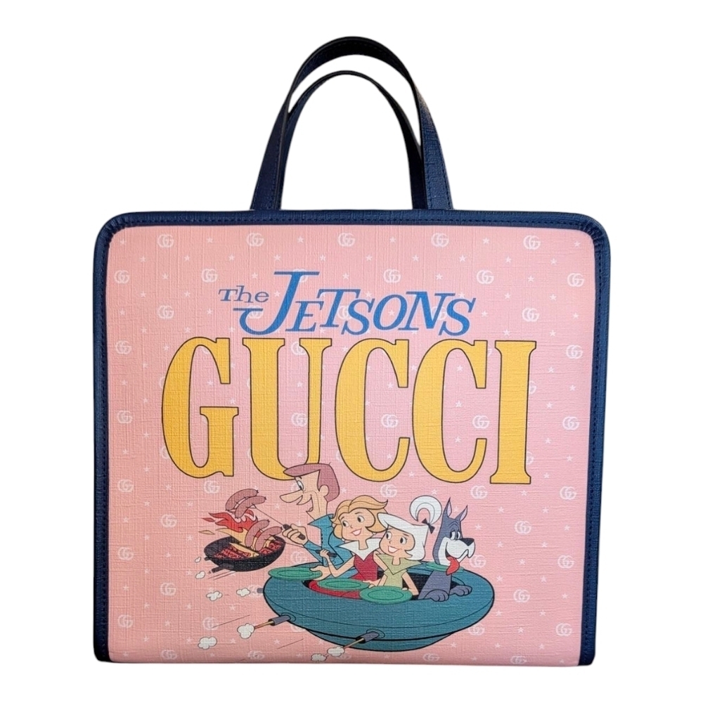 Gucci x The Jetsons Tote Bag Pink Navy GG Canvas Kids Collab NWT Authentic